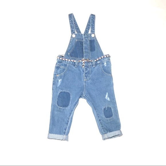Zara Other - Zara Baby Overalls with Patches and Rope Belt 9mo